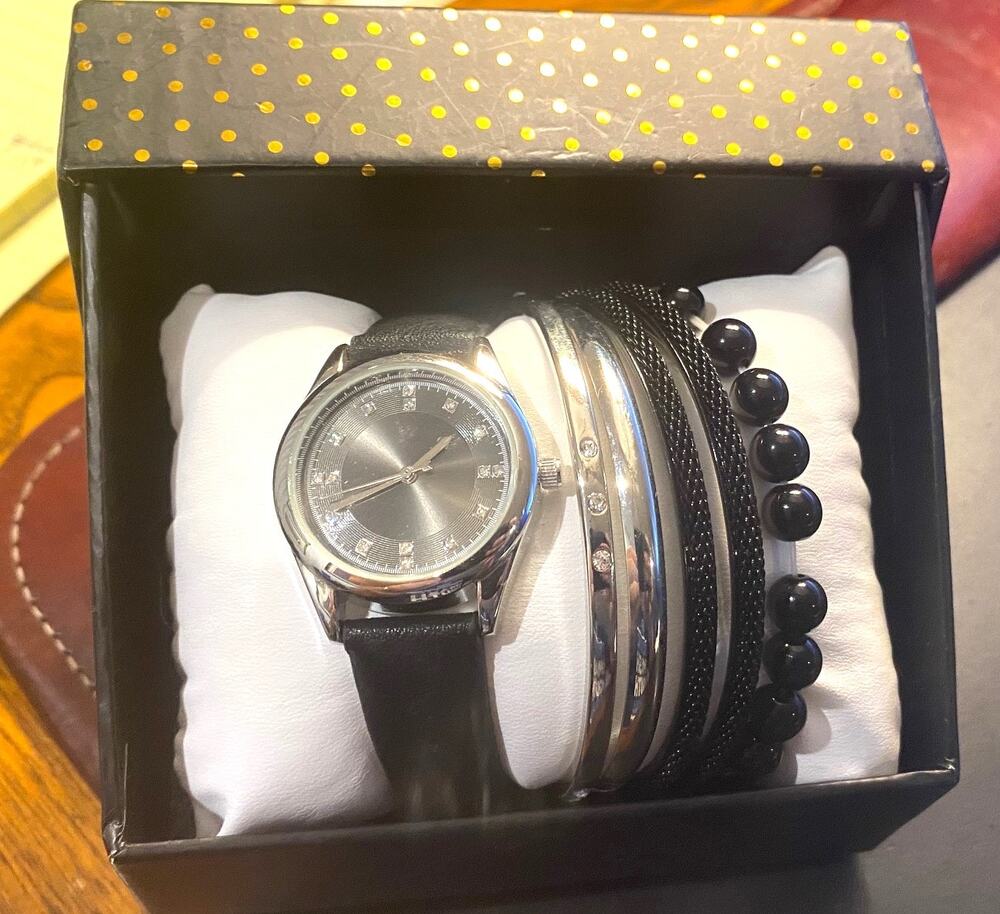 Women's 33mm Silver Tone Watch with Coordinating Bracelets, NEW